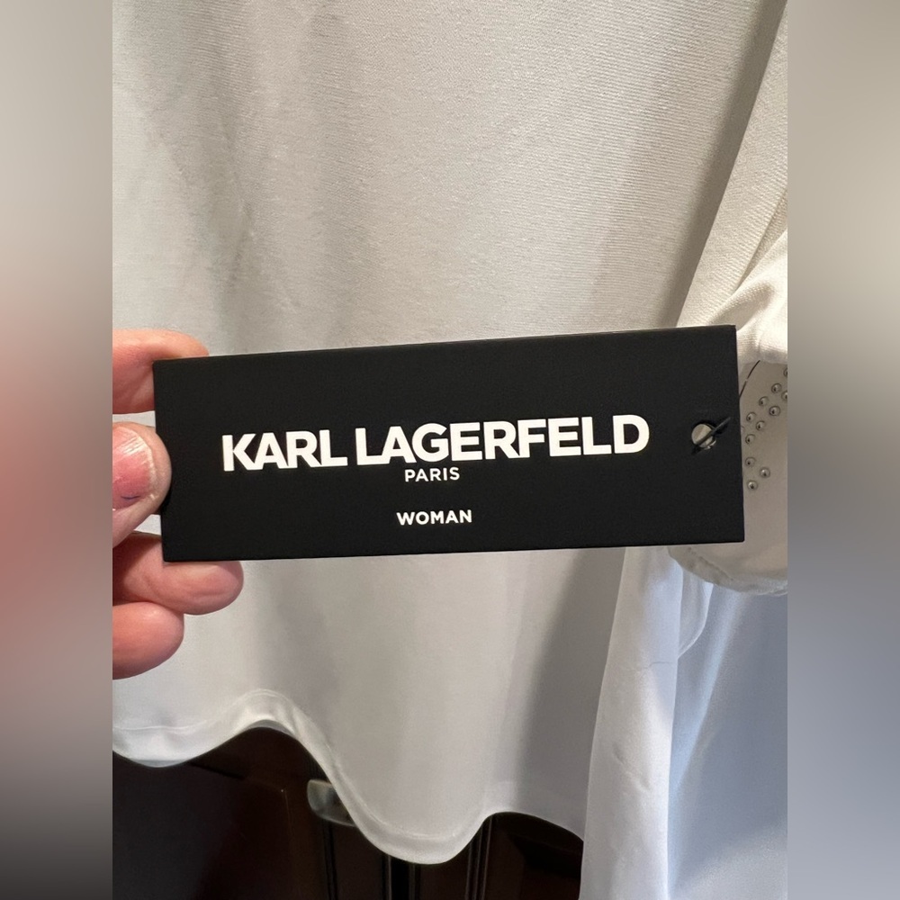 NWT KARL LAGERFELD Embellished Puff-Sleeve Top Plus Size - 3X - Picture 6 of 10